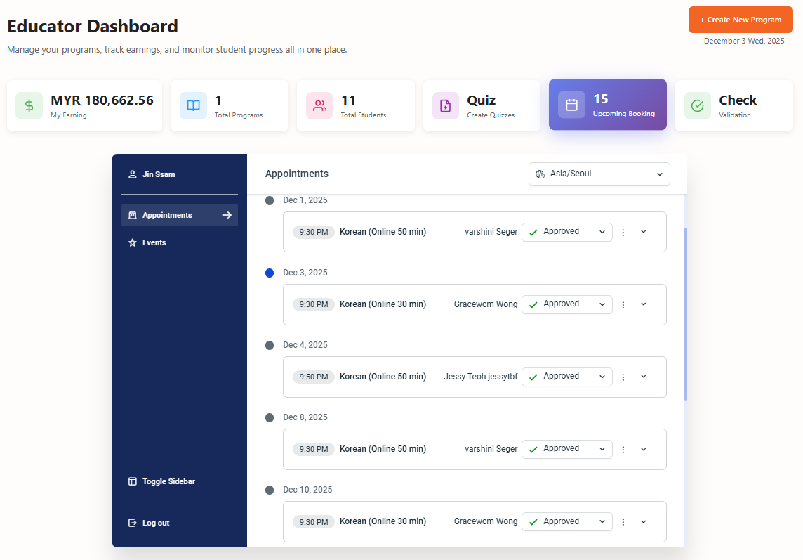 Educator Dashboard