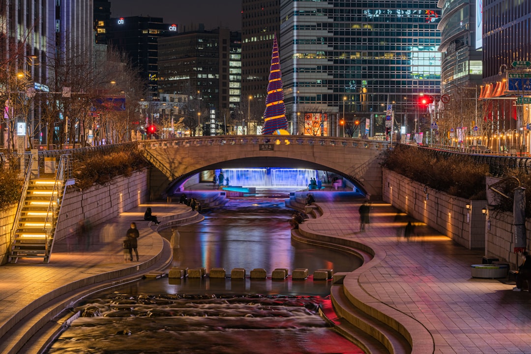 a bridge over a river in a city at night