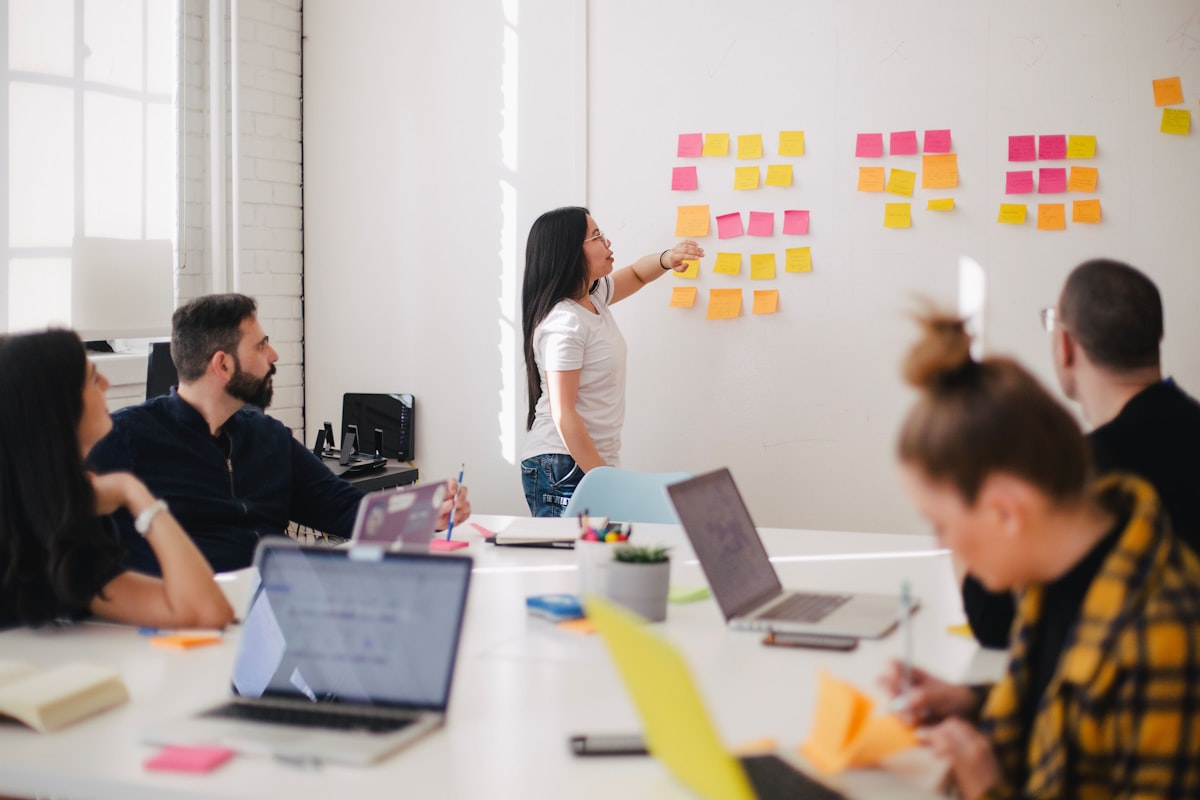 Diverse international business team collaborating at a conference table